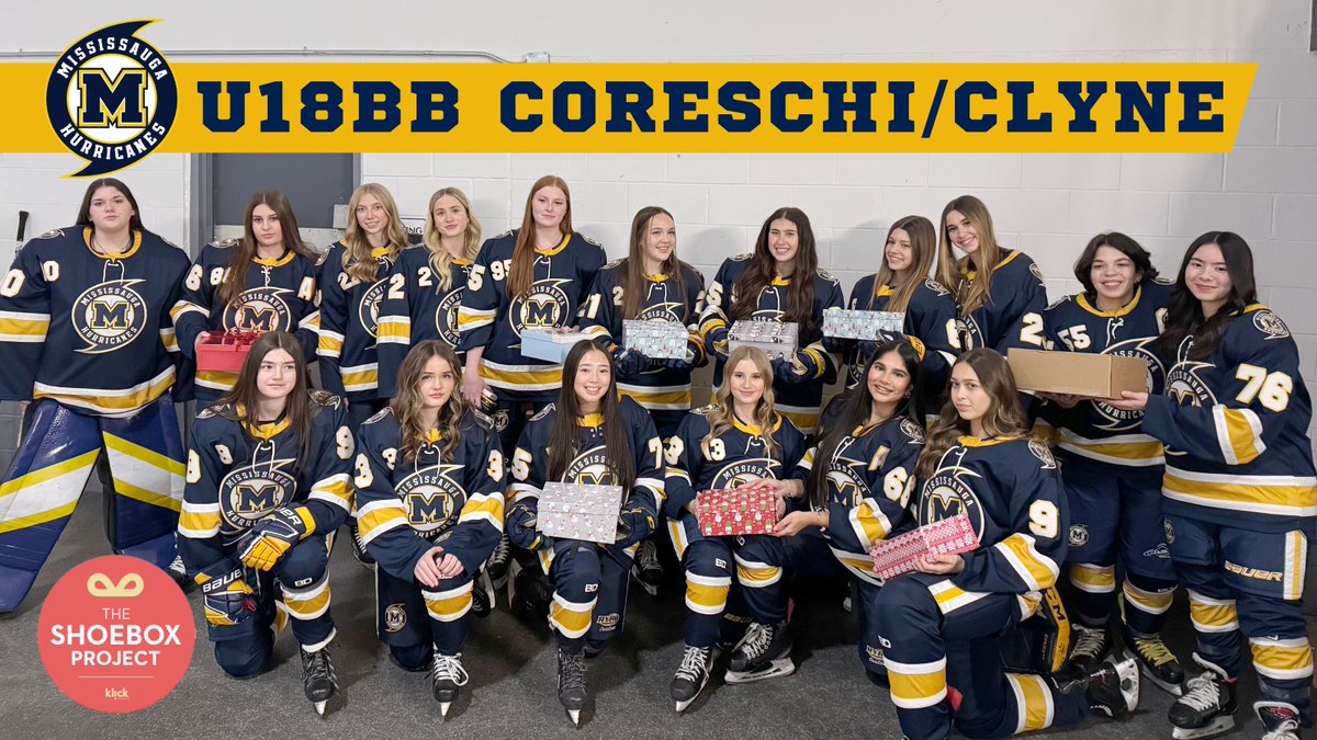 MGHLHurricanes's tweet image. Our U18BB Coreschi/Clyne #MGHLHurricanes are a proud community supporter of @Missi_shoebox; the team prepped, wrapped &amp;amp; organized boxes to brighten the holidays for women in need, including donating over 20 boxes!

#shoeboxproject #sparkkindness #MGHL #FORCE #girlshockey #owha