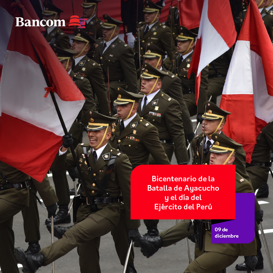 Bancompe's tweet photo. Celebramos con orgullo el Bicentenario de la Batalla de Ayacucho y el Día del Ejército. Saludamos a todos los miembros del Ejército del Perú y agradecemos a todos aquellos que han contribuido a la protección de nuestra nación 🇵🇪 https://t.co/q5SJIl8Ag8