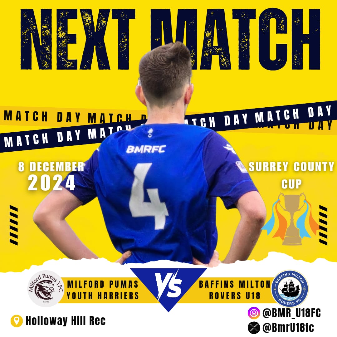 BmrU18fc's tweet image. Game day incoming! ⚽ This Sunday, our BMR U18s travel to Surrey to face Milford Pumas Youth in the Surrey County Cup. Let’s back the boys as they fight for victory! 💪
#BMRU18s #CountyCup #GrassrootsFootball
#SurreyFA