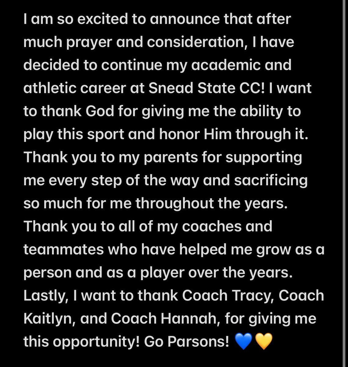 darcyrose0408's tweet photo. Commited!! I couldn’t be more excited! GO PARSONS!!💙💛 https://t.co/8NIj45FyTY