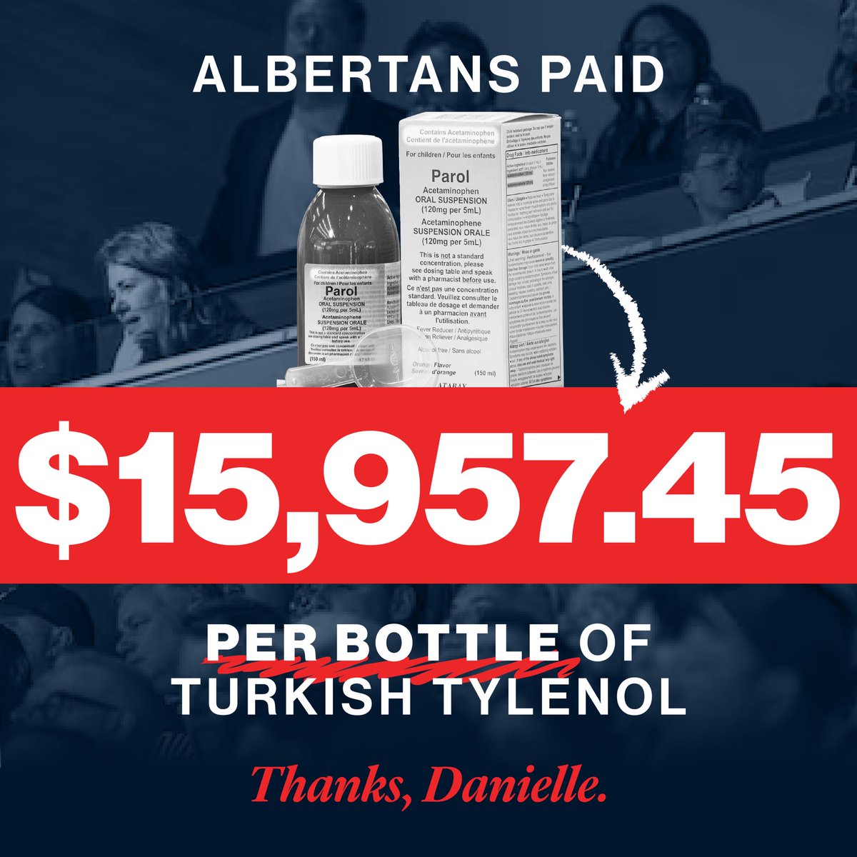 albertaNDP's tweet photo. The UCP were duped into signing contracts of over $70 million for Turkish Tylenol, in a deal that did not protect Albertan taxpayers. 

Instead, this whole scandal cost taxpayers $15k/bottle.

Imagine how the province could have better used that money.

https://t.co/lN5uSmMA2H https://t.co/6NsytQ07ui