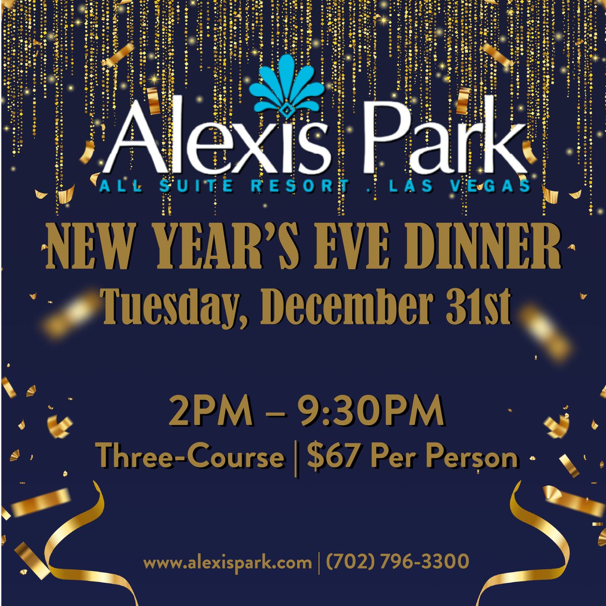 alexispark's tweet photo. Celebrate New Year's Eve with a 3-course dinner! 

Event: New Year's Eve Dinner
Date: Tuesday, December 31st
Price: $67 per/person

For reservations, please visit: https://t.co/Zr97TlIQUN
#NewYearsEve #VegasDining #NewYearsEve2024 https://t.co/hqpD4Cribg