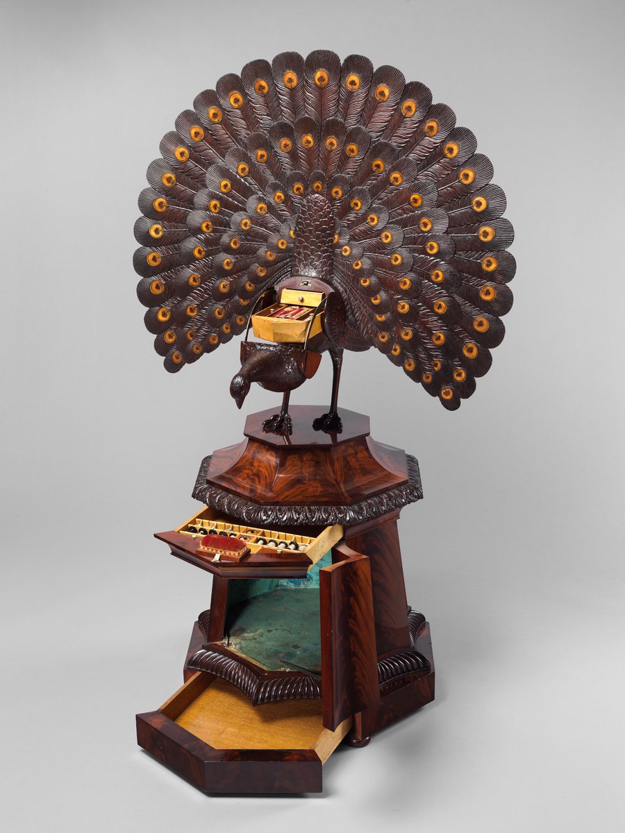 heartefact's tweet image. work box in the form of a peacock. 🦚