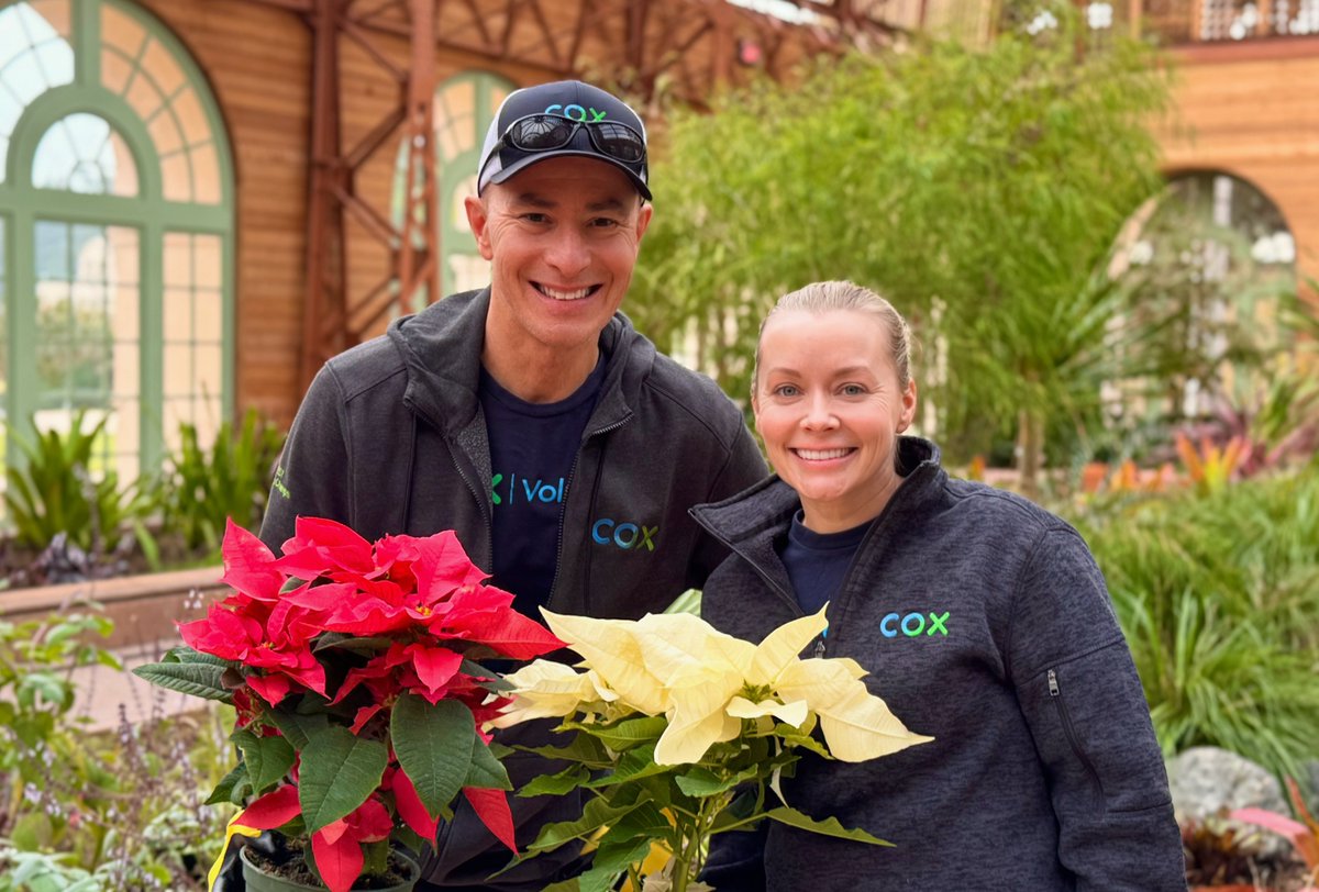 CoxCalifornia's tweet photo. .@CoxComm volunteers spent their morning decking the halls with poinsettias at the newly renovated @SDBGarden. With the ribbon cut this morning, doors are open to the public during @CityofSanDiego December Nights @BalboaPark! #CoxConserves https://t.co/cji5uz7XQO