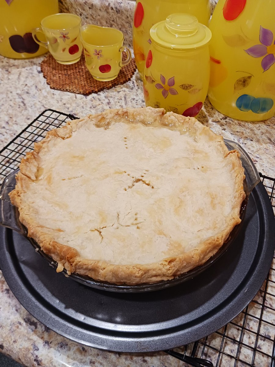 crs430_'s tweet photo. 🤷🏻‍♀️"No Hockey Friday"🥺
Missin' the BLUES...?? Can't wait till tomorrow night's 10:00pm (my time) BLUES v Oilers game??  
WELL....? 🤔 I reckon it's.... #TimeToBake👩🏻‍🍳 
Fresh, hot outta the oven: Peach Pie 🥧 🥳
See ya tomorrow✌️...it's gonna be a GOOD game!
#LateNiteHockey🏒🥅 https://t.co/EWY12WFRCy
