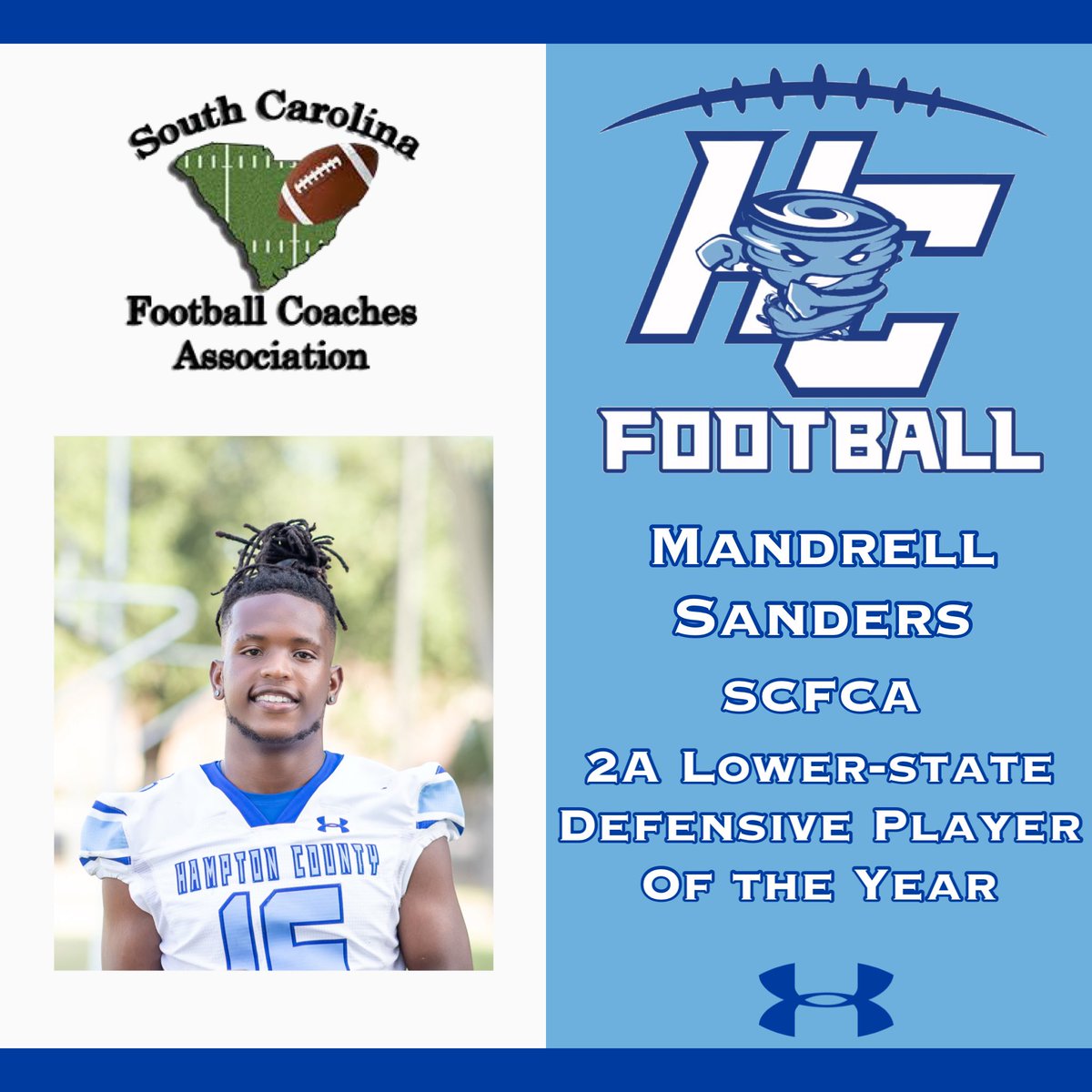 Hampton County High School Football (@hchurricane_fb) on Twitter photo Congrats <a href="/mannysanders15/">Mandrell Sanders</a> for being Defensive Player of the year! #Brotherhood <a href="/LowcoSports/">LowcoSports.com</a> <a href="/HighSchoolBlitz/">High School Blitz</a> Congrats <a href="/mannysanders15/">Mandrell Sanders</a> for being Defensive Player of the year! #Brotherhood <a href="/LowcoSports/">LowcoSports.com</a> <a href="/HighSchoolBlitz/">High School Blitz</a>