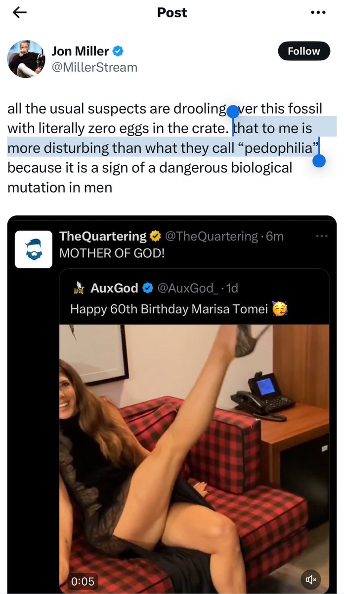 “Thinking Marisa Tomei is hot is worse than pedophilia” 

good lord