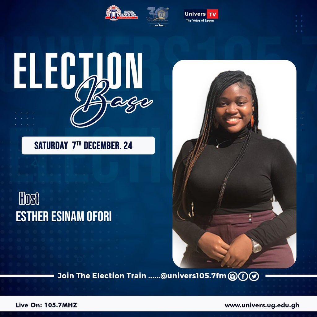 univers1057fm's tweet photo. Election day is few hours from now!
Stay ahead with Radio Univers’ team on Election Base for LIVE coverage, in-depth analysis, and real-time updates on Radio Univers 105.7FM.
#Electionbase
#UniversAt30
#Universnews
#GhanaDecides2024
#GhanaElections https://t.co/HkramDp9Y4