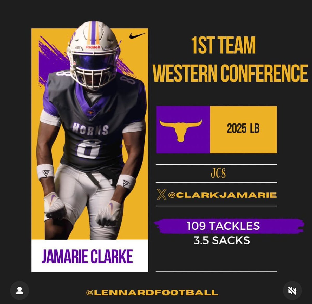 CoachMcClain73's tweet photo. Congratulations @ClarkeJamarie‼️🔥@LennardFootball #ALLIN🐂🏈🤘🏽 

🎥: https://t.co/4fecjMJBee

💻: https://t.co/bWqZoySLp5 https://t.co/O1NcWlA1Ej