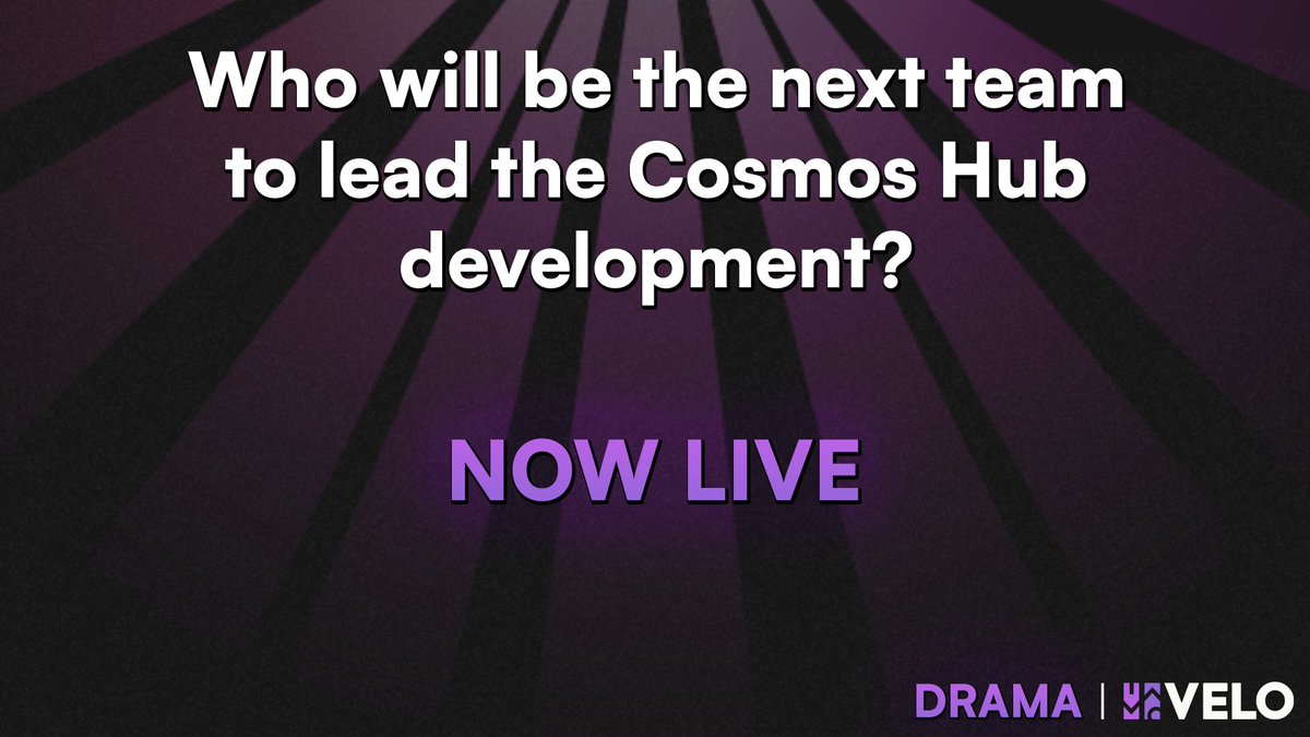 velo_space's tweet photo. 🥂 NEW TOPIC:

"Who will be the next team to lead the Cosmos Hub development?"

Put you vote behind the following teams:
@informalinc, @jaekwon &amp; @graceyu, @SkipProtocol, @binary_builders or @JakeHartnell &amp; @Reecepbcups_ or none of them.

https://t.co/PX6bk8O2uM

$NTRN $ATOM https://t.co/IKmVXczV5f