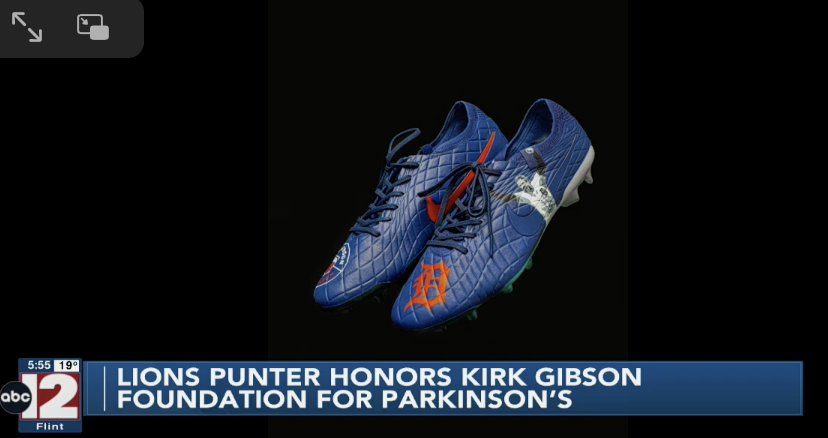ExpandMktGroup's tweet photo. Jack Fox from the Detroit Lions to represent the Kirk Gibson Foundation For Parkinson's with “My Cleats My Cause”. Fox will be wearing custom designed cleats that pay homage to Kirk's career. The cleats will be auctioned and 100% of the money raised goes to the foundation. https://t.co/4n8rwKj4Gx