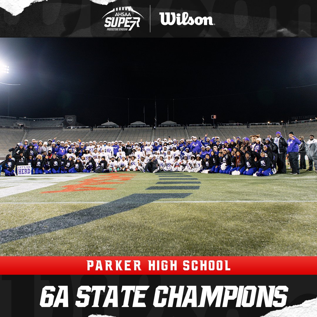 The <a href="/AHParkerFootba1/">A.H. Parker Football</a> Thundering Herd are your <a href="/WilsonFootball/">Wilson Football</a> Alabama 2024 #6A State Champions! 

Final Score: 28-17!

#Super7 | #StateYourClaim | @Wilson | #6A | <a href="/AHSAAUpdates/">AHSAA</a>