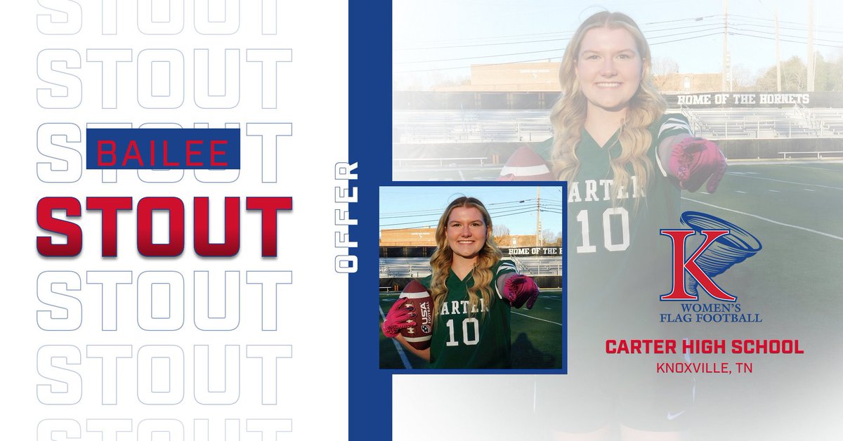 CarterFlag's tweet image. Congratulations to Bailee Stout for receiving her 1st offer to play Flag Football @KingU_WFlagFB . Super proud of your hard work and for being a leader on the team. This is the 2nd offer that a member on our team has received.