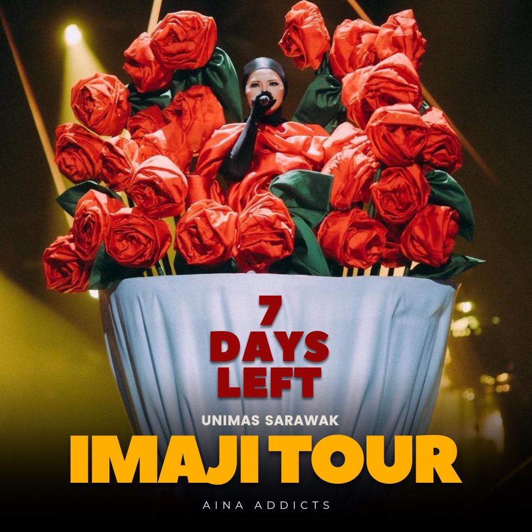 ainaaddicts's tweet photo. 🚨THE COUNTDOWN IS ON⏳

Only 7 DAYS left until IMAJI Tour kicks off! Aina Abdul is ready to set the stage on fire!🔥 #AinaAbdul #IMAJITour https://t.co/nK4ZKUqdTF