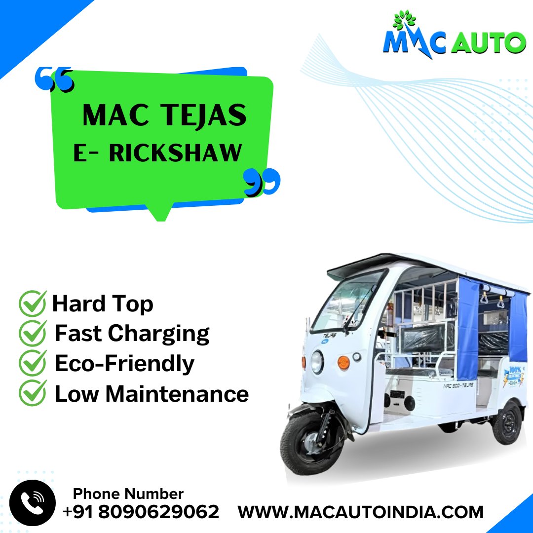macauto_india's tweet photo. 🌟 Mac Tejas – Ride in Style, Save the Planet! 🌱🚀

✅ Hard Top Sunroof
✅ Fast Charging ⚡
✅ GPS &amp; FM 📍🎵
✅ Eco-Friendly &amp; Low Maintenance 💰
Experience smart, stylish, and green mobility today!
📞 +91 8090629062 | 🌐 https://t.co/0pMlJdFF0b
#MacTejas #EV #MacMobility https://t.co/cy9Cr08EjY