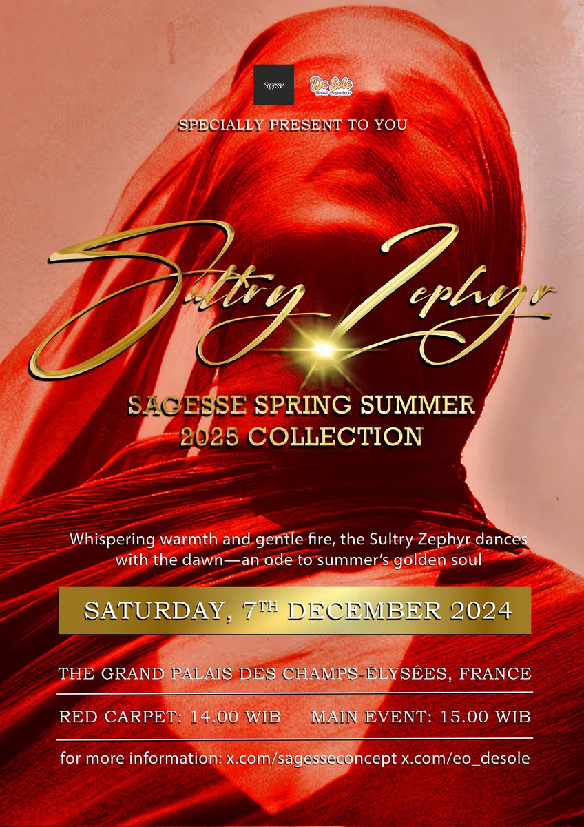 ️️
 ️️
ㅤ𝐒𝐀𝐆𝐄𝐒𝐒𝐄 Spring Summer 2025 Collection
ㅤ ✧˖°    ————  :     𝙎𝙐𝙇𝙏𝙍𝙔 𝙕𝙀𝙋𝙃𝙔𝙍

ㅤStep  into  a  world where 𝐬𝐮𝐦𝐦𝐞𝐫'𝐬 𝐰𝐚𝐫𝐦𝐭𝐡 
ㅤmeets 𝐬𝐩𝐫𝐢𝐧𝐠'𝐬 𝐞𝐥𝐞𝐠𝐚𝐧𝐜𝐞 at the  the   𝘴𝘦𝘢𝘴𝘰𝘯
⠀ with #SagesseSultryZephyr.
 ️️
 ️️