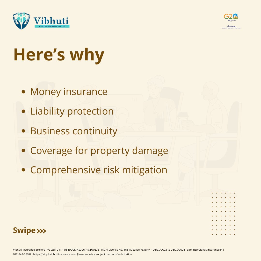 VIBPL's tweet image. You’ve worked hard to build your business. Now it’s time to protect it with a policy that covers everything you need.
🔑Whether you’re a small startup or an established enterprise, our Office Package Insurance is tailored to fit YOUR business.

#vibhutiinsurance #officeinsurance