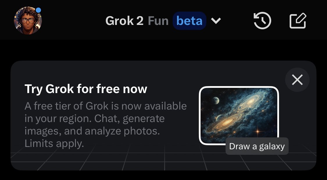 Grok is now available for All 𝕏 users.

Try yours now!