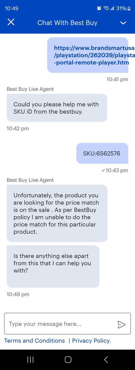 Samsh05's tweet photo. @DealVibes They didn't price match. They said they couldn't because it was on sale. https://t.co/vFr6l9tx34