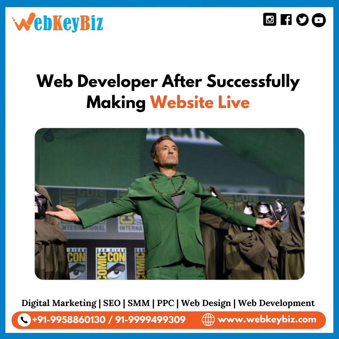 webkeybiz's tweet photo. Web Developer After Successfully Making Website Live
Call Us:- +91-9958860130 / +91-9999499309
Visit Us:- https://t.co/6EIPA52N7d
#WebsiteDevelopmentCompany #webdevelopmentcompanyindelhi
#digitalmarketingfunnypost #digitalmarketingmemes #digitalmarketingagencyindelhi https://t.co/ubAwI2CwYN