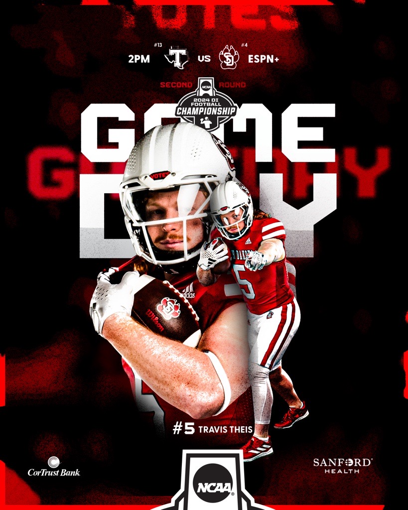 SDCoyotesFB's tweet photo. 𝐆𝐀𝐌𝐄 𝐃𝐀𝐘!

The @NCAA_FCS journey begins 𝐓𝐎𝐃𝐀𝐘 in the Dome! 

🆚: (13) Tarleton State
📍: Vermillion, S.D.
ℹ️: https://t.co/lnt2ML24wH
📊: https://t.co/Whl8AeD3h1
📻: https://t.co/NhoVv7Poje
(KVHT 106.3 FM)
🖥️: ESPN+

#GoYotes x #WeAreSouthDakota https://t.co/CNeFGmF3cW