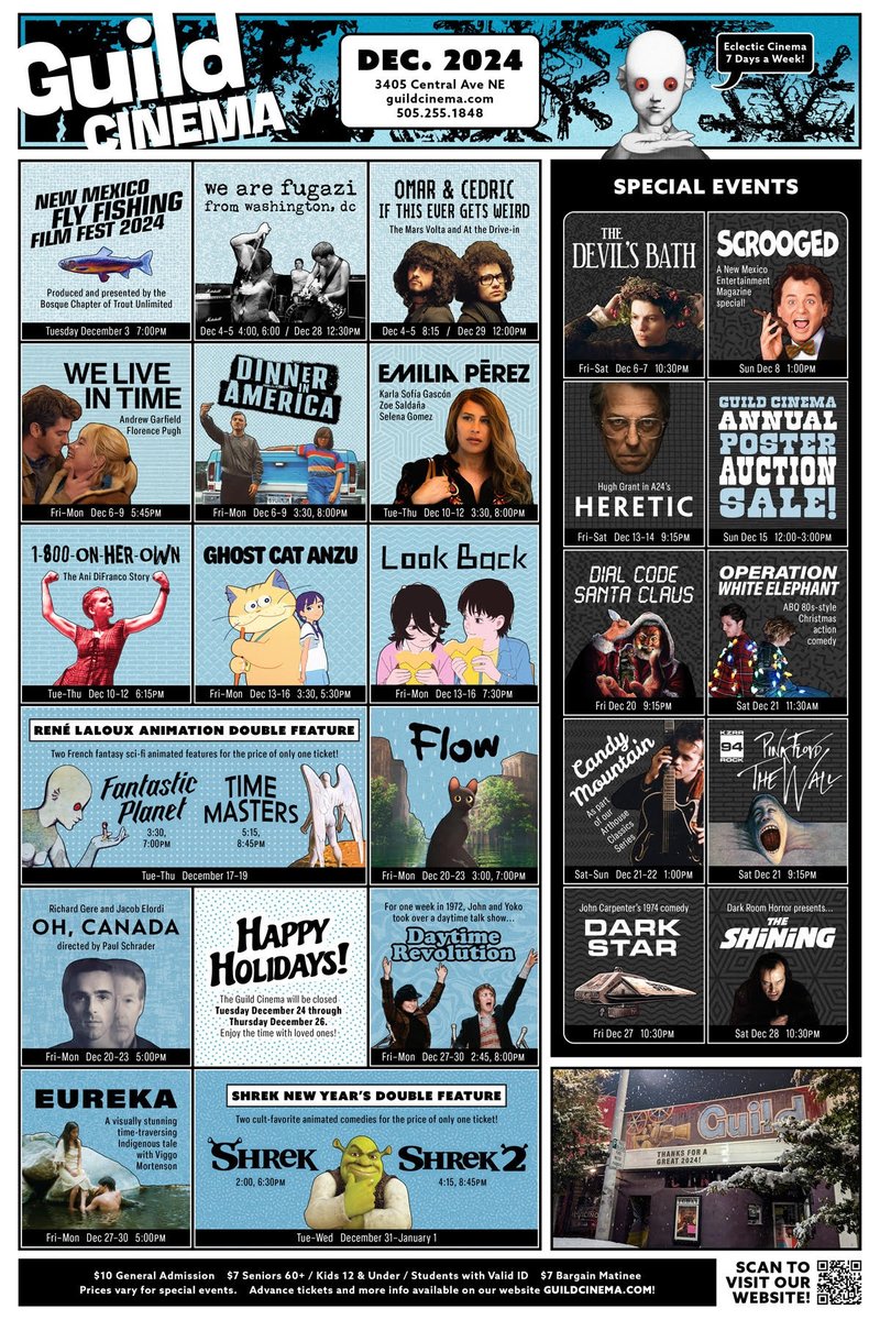 Swing by and get one of our December calendars! #guildabq #eclecticcinema