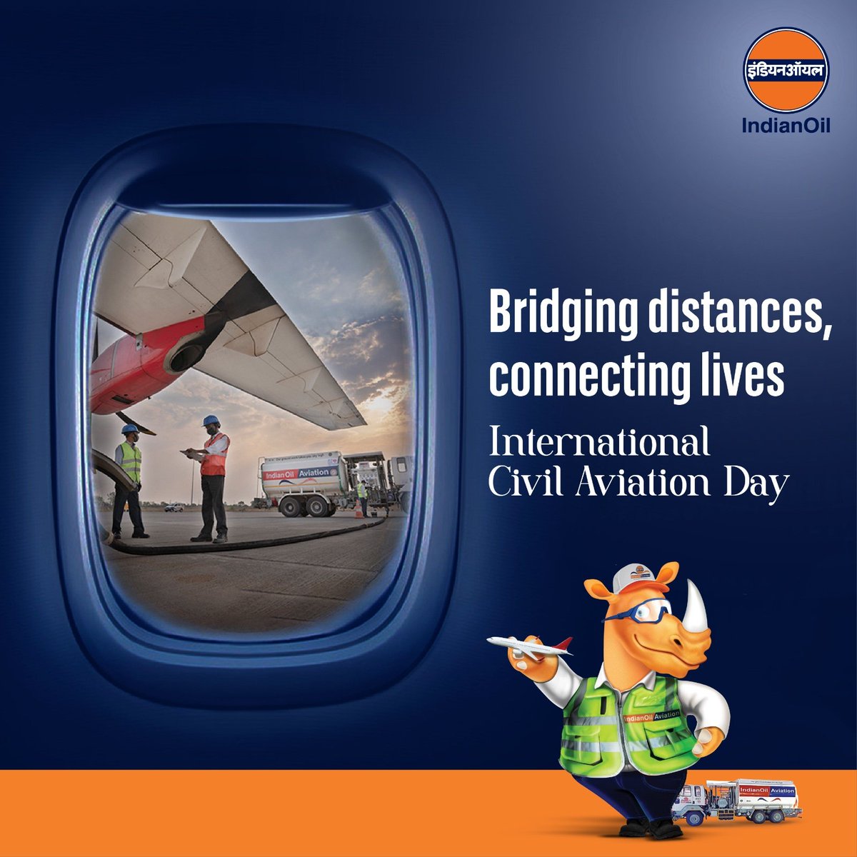 DirMktg_iocl's tweet photo. As we mark International Civil Aviation Day today, IndianOil remains dedicated to energising the Indian aviation sector, supporting every takeoff and journey towards a sustainable horizon. 

Proud to be the first in India to fuel flight with Sustainable Aviation Fuel (SAF) and introducing AVGAS100LL, a specialized fuel for smaller aircraft, contributing to the diversity and growth of civil aviation in our nation.

#InternationalCivilAviation #SustainableAviation
#Fosteringgrowth