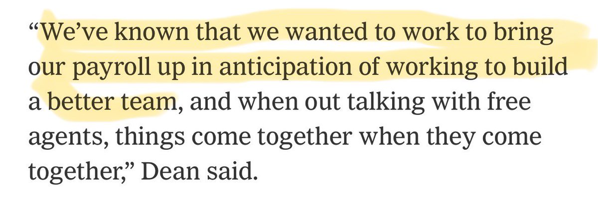 I think it is funny that the comments from the team are always about “bringing the payroll up” rather than “putting together a competitive roster”.

Throwing money at players on wrong end of their career arc is “bringing up payroll” and not “building a better team”.