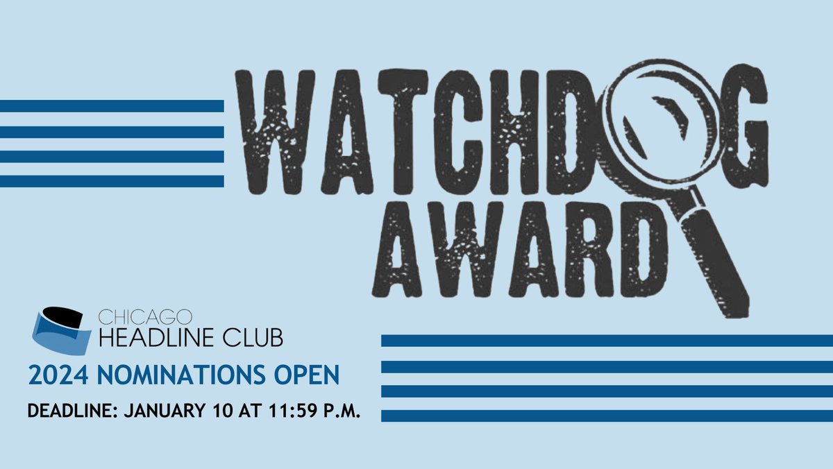 Did you produce impactful investigative reporting in 2024? Submit it for our Watchdog Award which honors and encourages outstanding reporting that calls attention to situations in which the public is being harmed or poorly served.

Deadline is 1/10!

headlineclub.org/awards/watchdo…