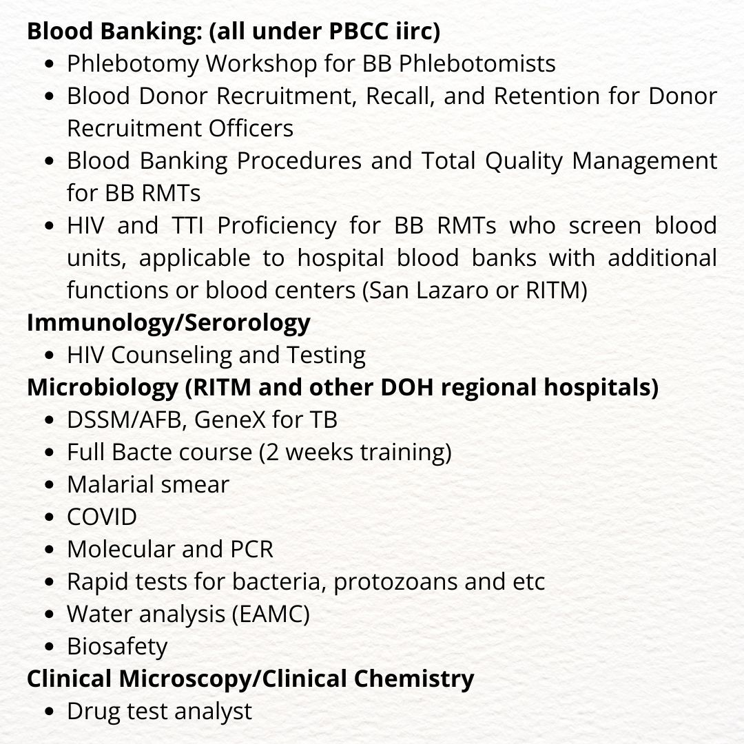 As a Medical Technologist, investing in your professional growth through training and seminars is essential for staying current with advancements in the field and enhancing your career prospects. 

Below are some recommended programs and opportunities to consider: