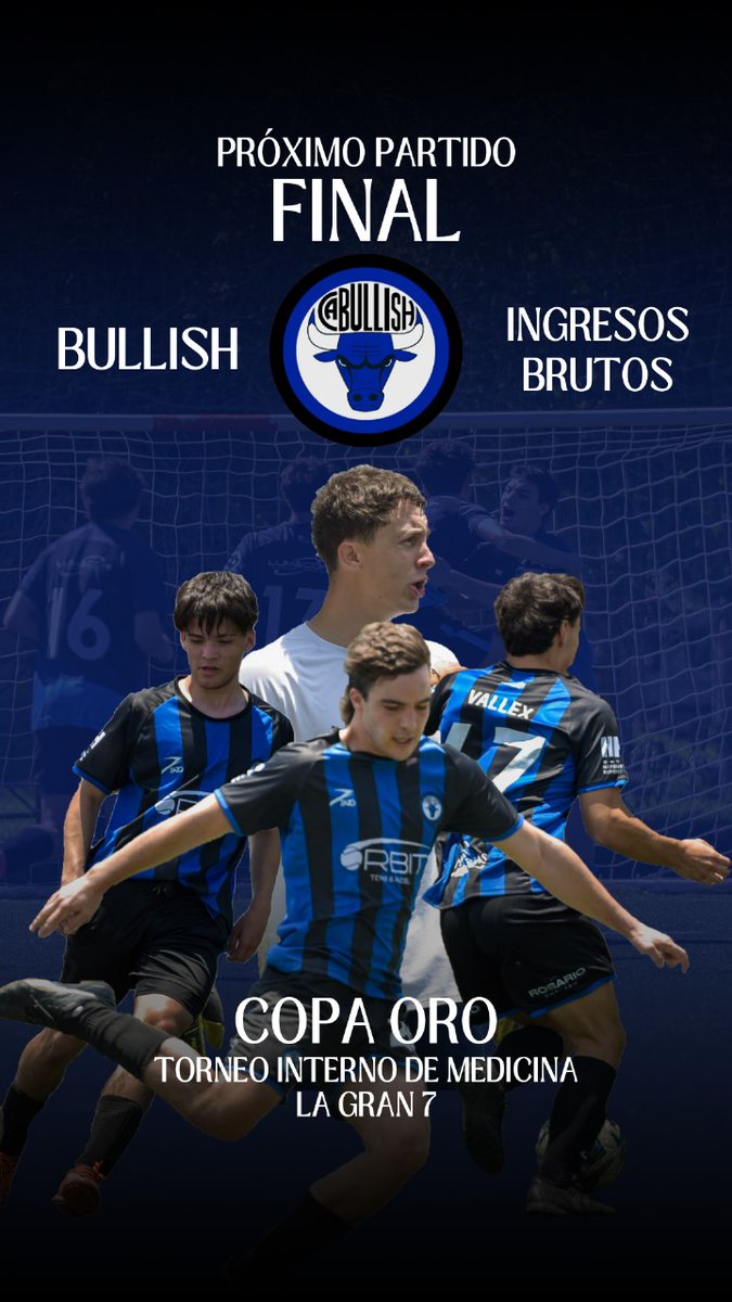 CABullish's tweet photo. ¡Próximo Partido! 
⚽#torneointernomedicina
🆚 Ingresos Brutos
📷Big Seven Stadium 
⏳11:30  

LA GRAN FINAL 💙🖤 

#todosjuntos #eltoro #vamosbullish https://t.co/TBuD7wCdcc