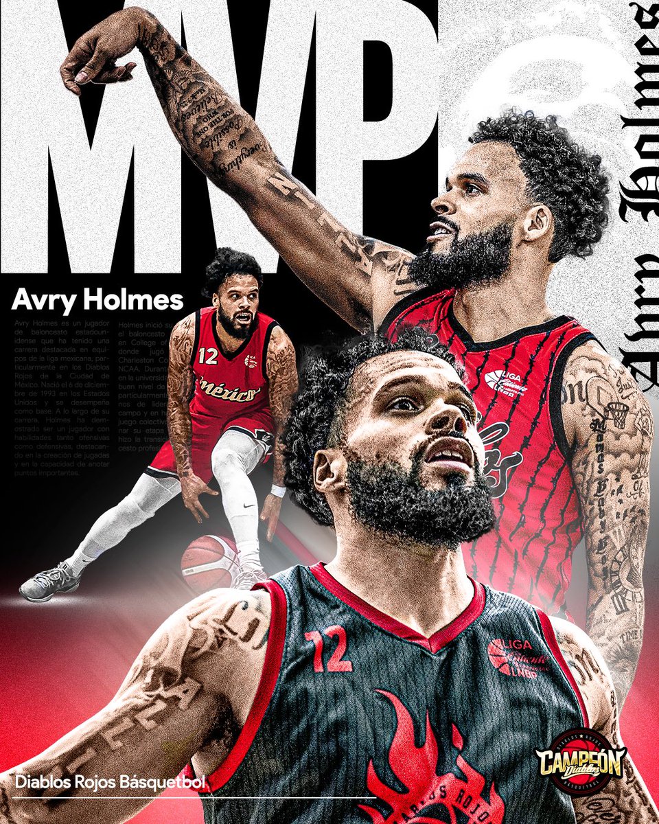 DiablosBasquet's tweet photo. 🎖️ ¡Nuestro MVP de las Finales! 

Avry Holmes se consolida como el jugador más valioso de las finales de la LNBP.

#JugadorMásValioso https://t.co/fmqou7j5xX