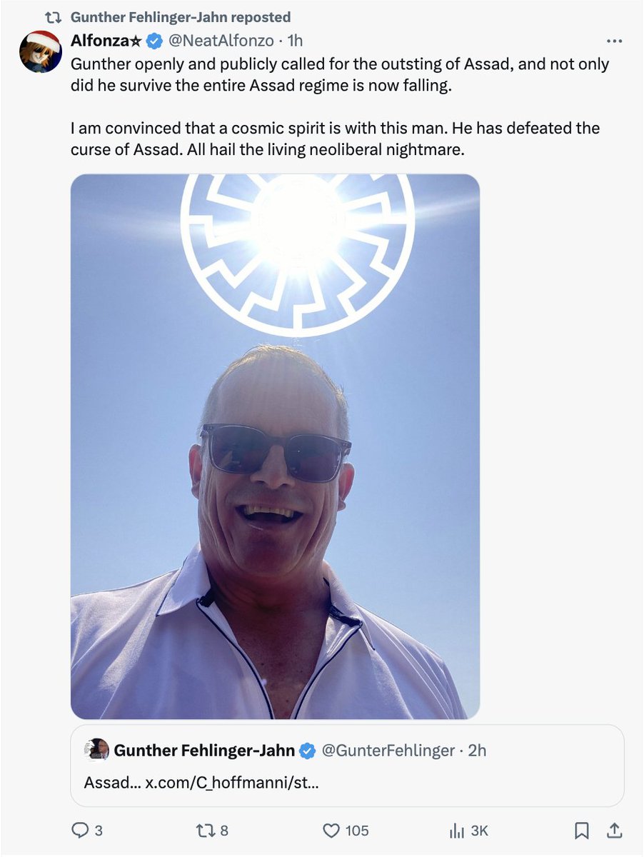 GeorgElsewhere's tweet photo. @GunterFehlinger reposts a tweet containing an image of himself with nazi symbols added in, wtf is going on. https://t.co/87SDiwT2Q3