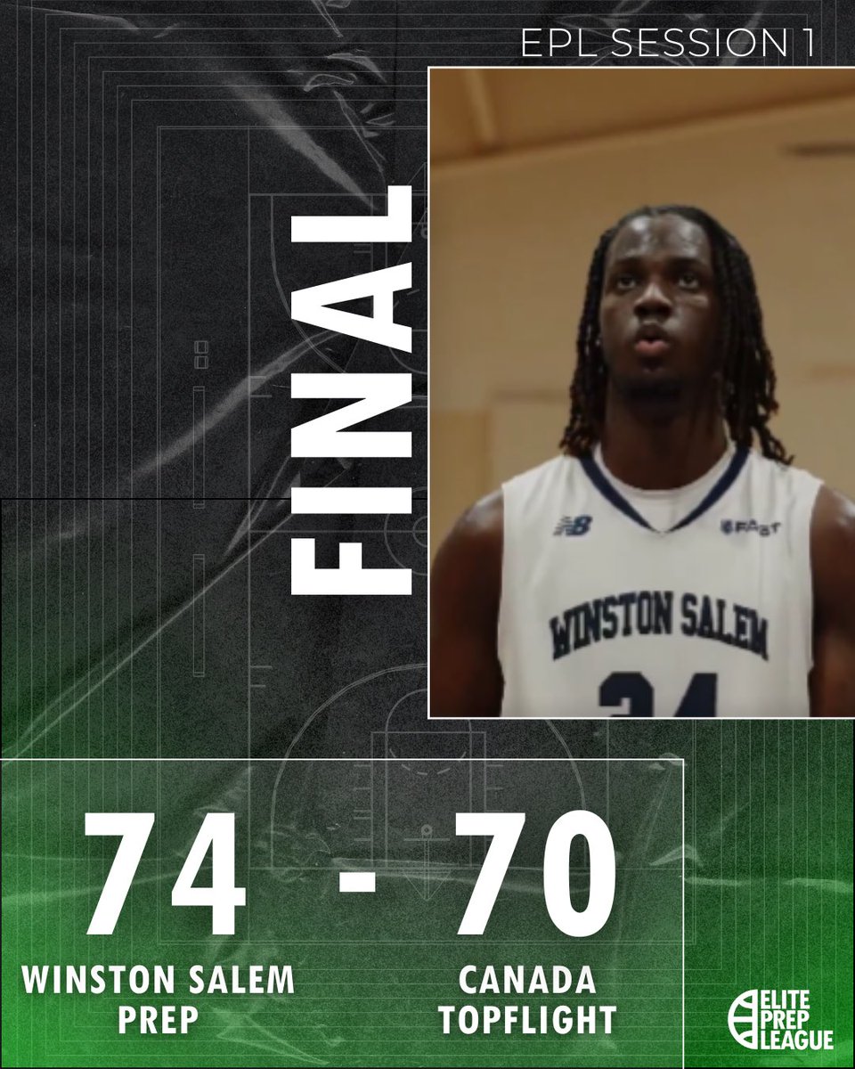 ElitePrepLeague's tweet photo. Final in EPL Play 

Winston Salem (1-0) 
Dom Aekins (Duquesne) 27P
Jadyn Harris 23P

Canada Top Flight (0-1)
Warris Njoya 16P https://t.co/NeCF1oRj5r