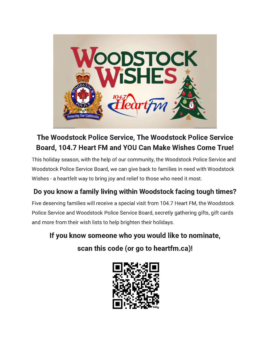 Chief_Novacich's tweet photo. @Woodstock_PS is excited to partner with @1047HeartFM to launch this campaign to provide assistance to @cityofwoodstock families in need this holiday season.  Check out @1047HeartFM website on how to nominate a family. https://t.co/VacZmvG3Pt