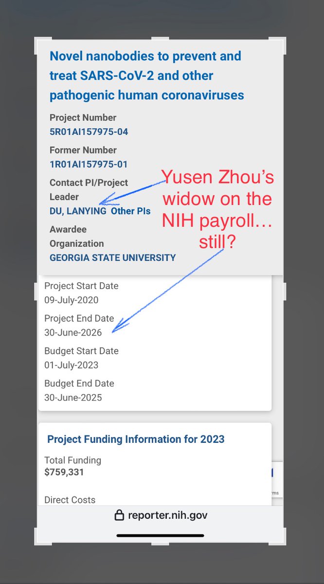 restonvirus's tweet photo. @Biorealism Wait, if Zhou was a China-based AMMS scientist, who possibly was involved in pandemic-causing bat virus research…why would Fauci keep funding his widow with US funds … &amp; why’s she still in the US?

https://t.co/HlzeZou112 https://t.co/pL3G8d2HWo