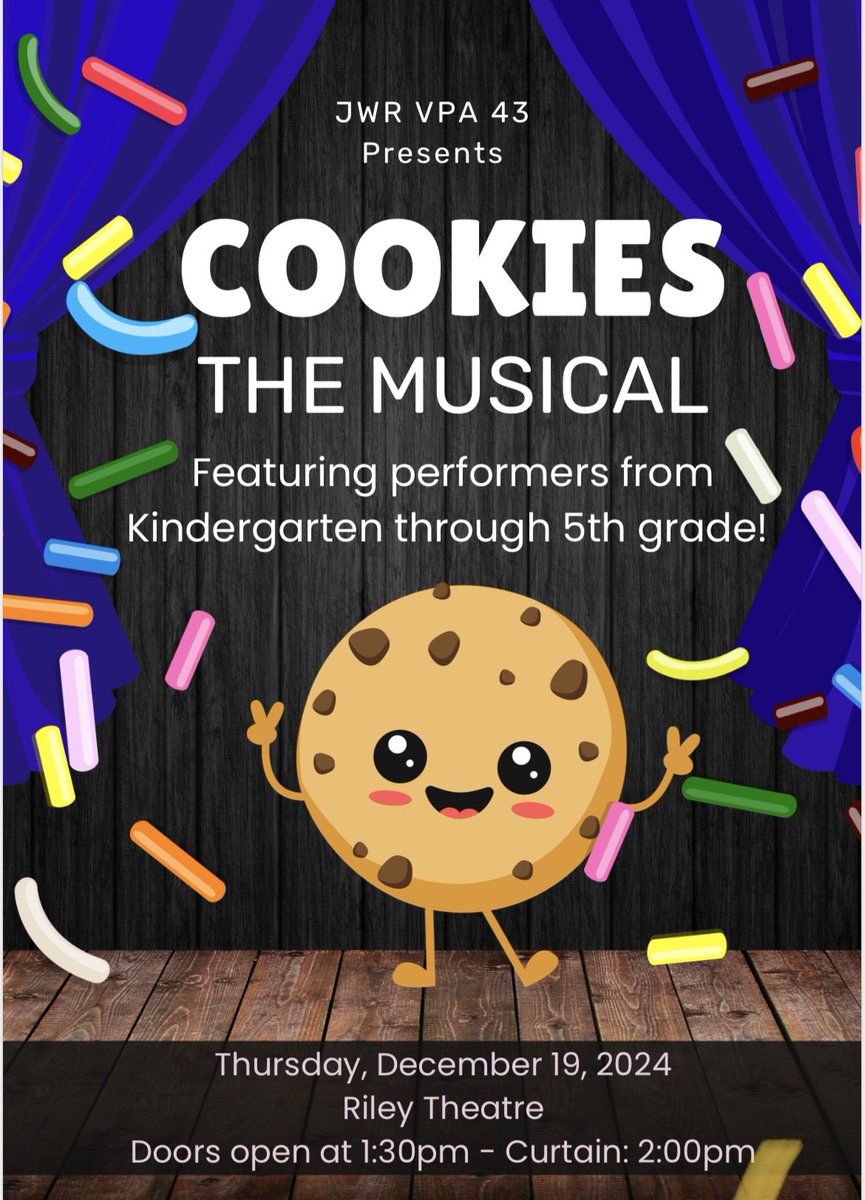 Did someone say “Cookies!” 🍪🐝🎼

JWR VPA Presents “Cookies the Musical” Coming Soon the the <a href="/JWRiley43/">James Whitcomb Riley School 43</a> theater 🎭