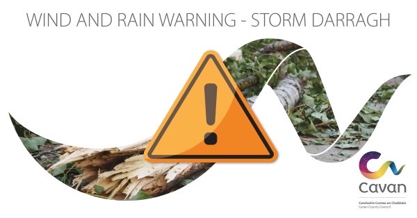 Trees down at Crossdoney and near Loreto, Cavan Town. The fire service has cleared a tree on the N55 between Cavan and Ballinagh #StormDarragh