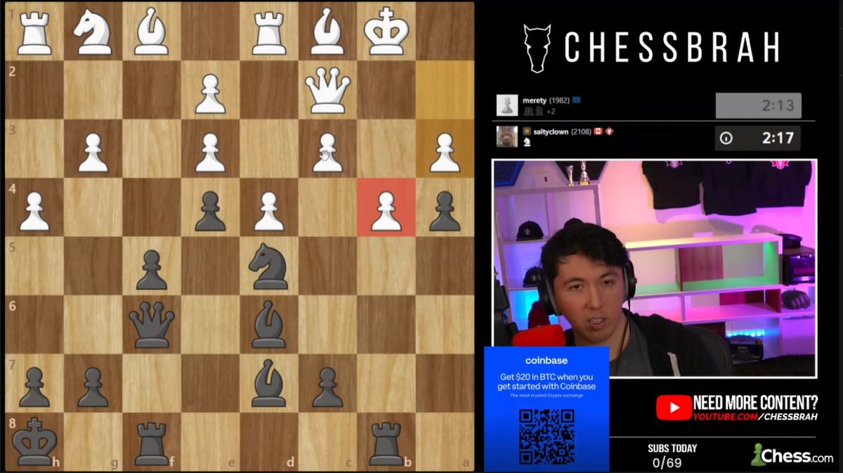 chessbrah TV (@chessbrahtv) on Twitter photo Live with some Friday Night Blitz! Trying to get my rating back over 3000..
twitch.tv/chessbrah
#sponsored by <a href="/coinbase/">Coinbase 🛡️</a>, make an account at coinbasecreator.sjv.io/qzDmkL Live with some Friday Night Blitz! Trying to get my rating back over 3000..
twitch.tv/chessbrah
#sponsored by <a href="/coinbase/">Coinbase 🛡️</a>, make an account at coinbasecreator.sjv.io/qzDmkL
