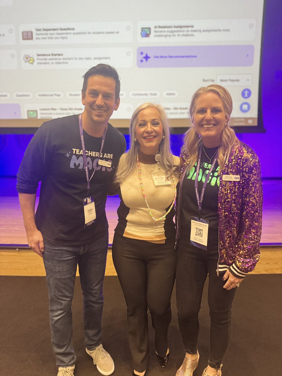 Shoutout to my #EduAI heroes from <a href="/magicschoolai/">MagicSchool AI 💜 🪄✨</a>! <a href="/jlo731/">Jeni Long 💜🪄</a>, always a pleasure to see you, and <a href="/EduTechWizard/">Andrew Davies, M.Ed. 🔜 ISTE</a>, so great to finally meet you IRL! ✨🎩🪄 #EdTech #R1AIinEDU