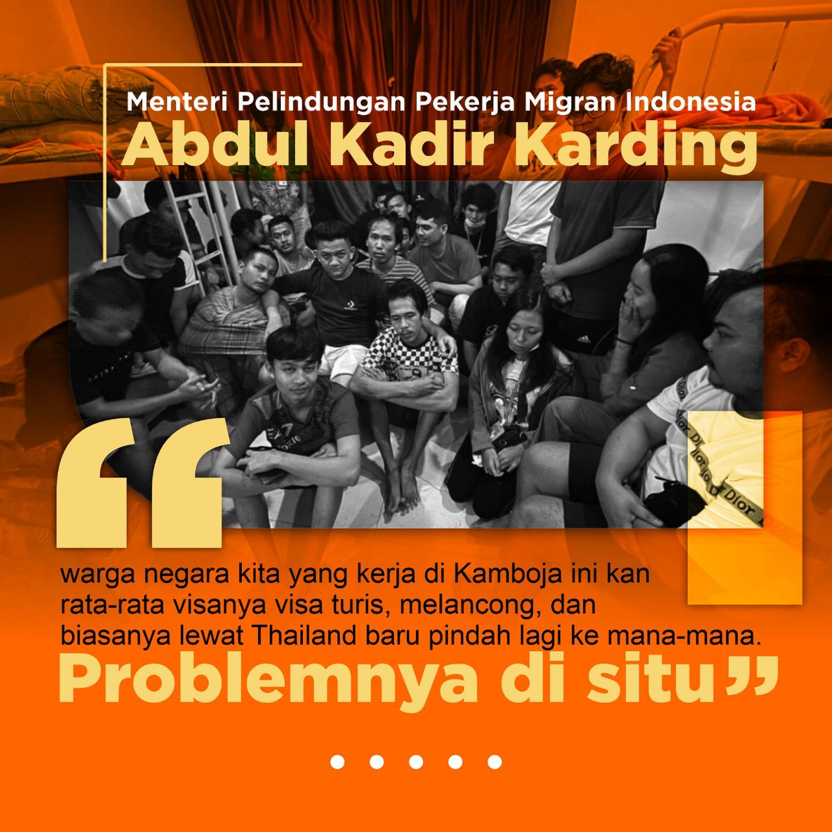 Meskipun bukan wilayahnya, Karding menekankan bahwa banyaknya WNI yang bekerja pada sektor judi online di Kamboja tetap menjadi perhatian bagi kementeriannya 
#MenteriP2MICegahPMIIlegal