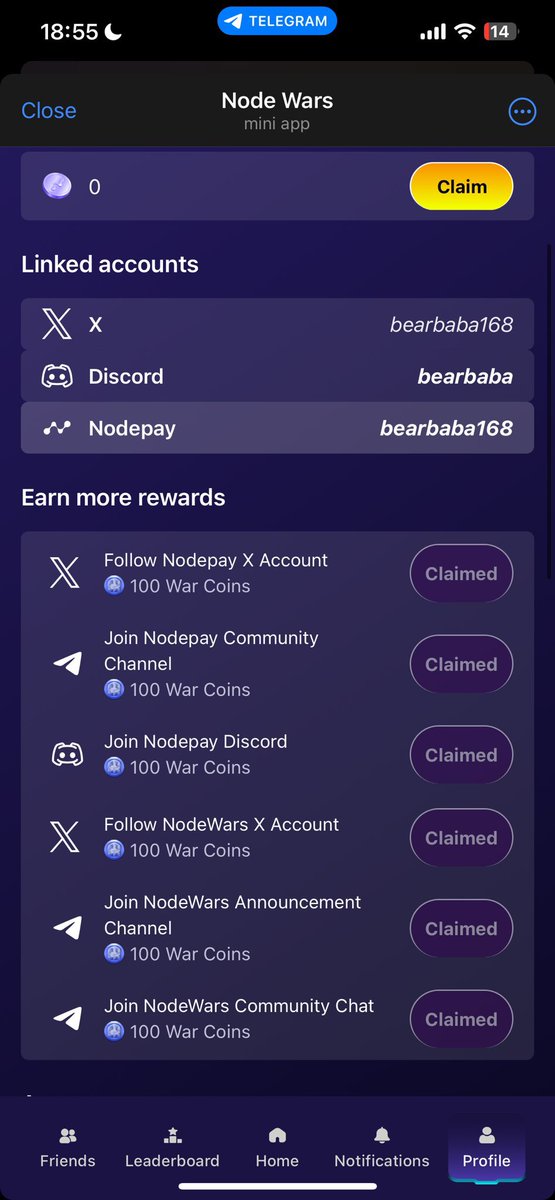 ngocbich1989's tweet photo. Kèo #Nodepay đã chính thức thông báo sẽ lọc Sybill bằng #Nodewar trên Telegram 👇👇
👉Link tham gia: https://t.co/iGD6T6eYyz
👉Đăng nhập rồi kết nối hết tài khoản email, discord, X mà anh em đã đăng ký #Nodepay trên wed nhé
👉Sau đó là làm những task Social và chơi game của nó. Làm đại đại cho nó duyệt mình là con người là ok rồi
👉Chơi đến đây rồi thì cái phần quan trọng nhất bỏ qua là hỏng ăn toàn bộ ngay. Cố gắng thấy bài này thì làm nhé anh em