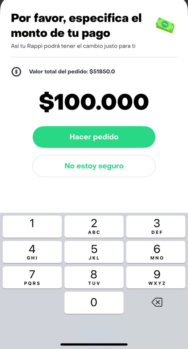 lc1893's tweet photo. @RappiColombia Segunda vez en menos de 1 semana que pido con ustedes y pongo con cuánto voy a pagar (foto) y el rappitendero llega sin devuelta. Y lo peor, no hay servicio al cliente porque es un robot y cuando uno pone la queja por este medio, piden los datos pero no hacen nada https://t.co/Qu3L7twn4Q