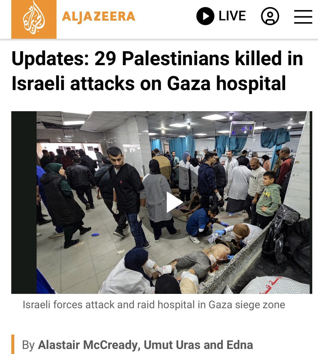 AssalRad's tweet photo. Remember when attacks on hospitals were war crimes condemned by Western leaders?

But Israel can raid and attack hospitals in Gaza and kill Palestinians, including doctors and not a peep. https://t.co/HSmzfCO5ZM