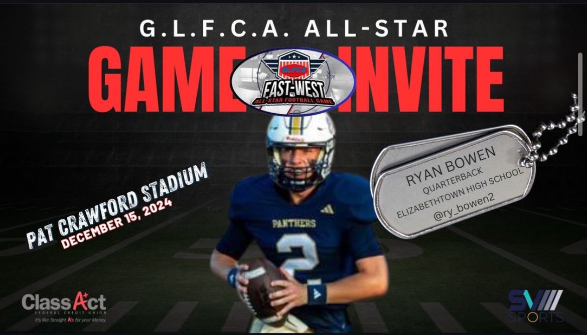 Looking forward to participating in the <a href="/GLFCA1/">GLFCA</a> East Vs. West All Star Game for the West team! <a href="/EtownFB/">E-town Panther Football</a> <a href="/blts_network/">Building Lives Through Sports Network</a>