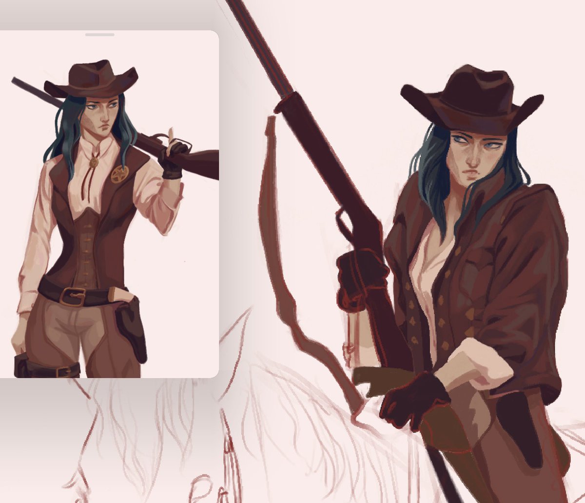 penpapernaiad's tweet photo. sheriff caitlyn progress 🥰🤠 (what kind of horse should she have??) #Arcane #Caitlyn https://t.co/7GZrjsO8BV