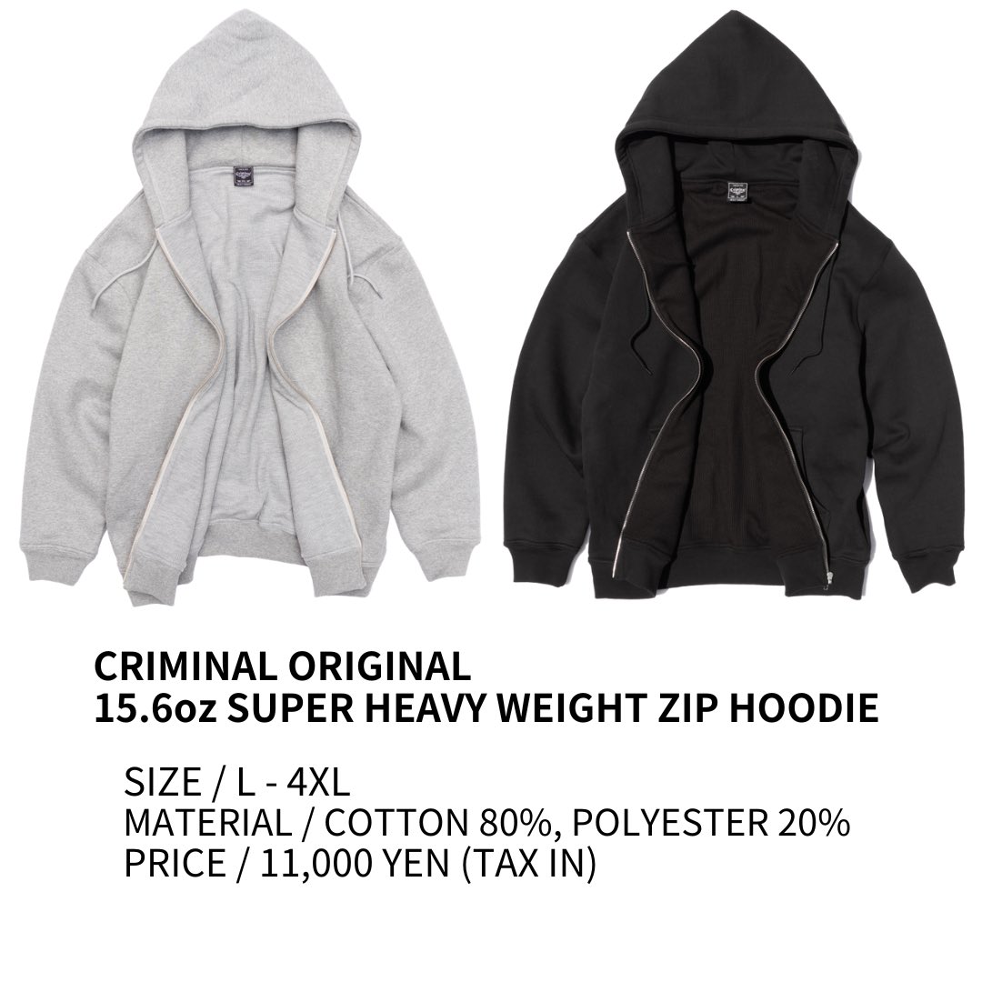 CRIMINAL__1995's tweet image. 🔥NEW ARRIVAL🔥
CRIMINALといえば無地スウェット‼️
高品質にアップグレードされて新登場🔥
⬇️WEB STORE⬇️
criminal.ocnk.net/product/2065
【SUPER HEAVY WEIGHT ZIP HOODIE】
SIZE /L-4XL
MATERIAL / COTTON 80%, POLYESTER 20%
PRICE / 11,000 YEN (TAX IN)

#criminal #sweat #ziphoodie #hiphop #chicano