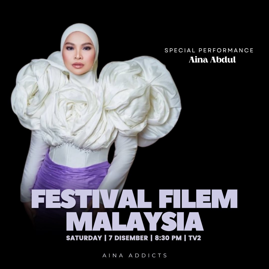 ainaaddicts's tweet photo. The incredible Aina Abdul is ready to captivate audiences once again with her stunning performance at the ‘Festival Filem Malaysia’ 2024. Catch it live tonight on TV2! #AinaAbdul #FFM33 https://t.co/MiiL1c9W41