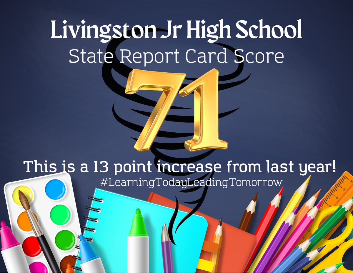 Dr. Marcy Burroughs (@marcyburroughs) on Twitter photo <a href="/SCSchools60/">Sumter County School System</a> Congratulates Livingston Jr. High School for their outstanding achievement in improving their school report card by two letter grades! 🎉 Your hard work and dedication are making a difference for our students. Keep striving for excellence! #StudentSuccess #Teamwork <a href="/SCSchools60/">Sumter County School System</a> Congratulates Livingston Jr. High School for their outstanding achievement in improving their school report card by two letter grades! 🎉 Your hard work and dedication are making a difference for our students. Keep striving for excellence! #StudentSuccess #Teamwork