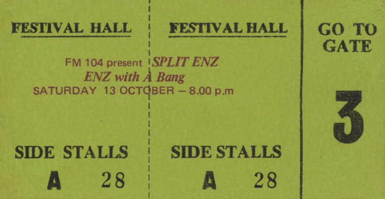 Split Enz ticket- ENZ WITH A BANG. Festival Hall, Brisbane. 13-10-84.